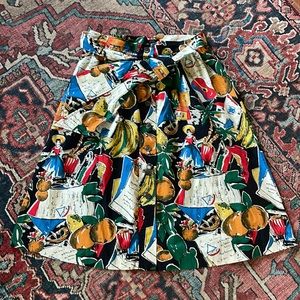 J. Crew tropical postcard print button front skirt with pockets and tie waist